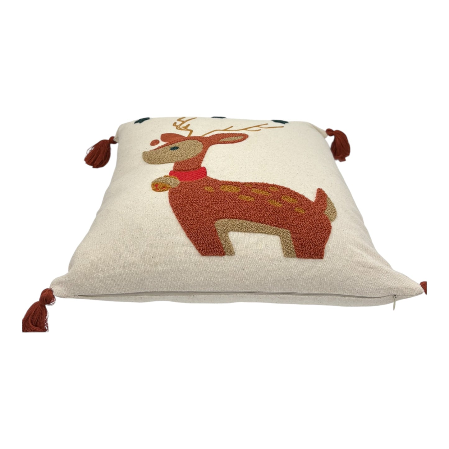 Dekokissen mit Punch Stickerei - Weihnachten - Renntier - 43 x 43cm