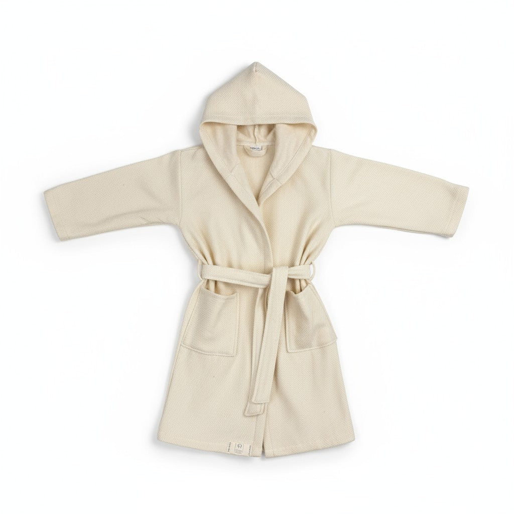 Kinderbademantel Beige aus 100 % Baumwolle