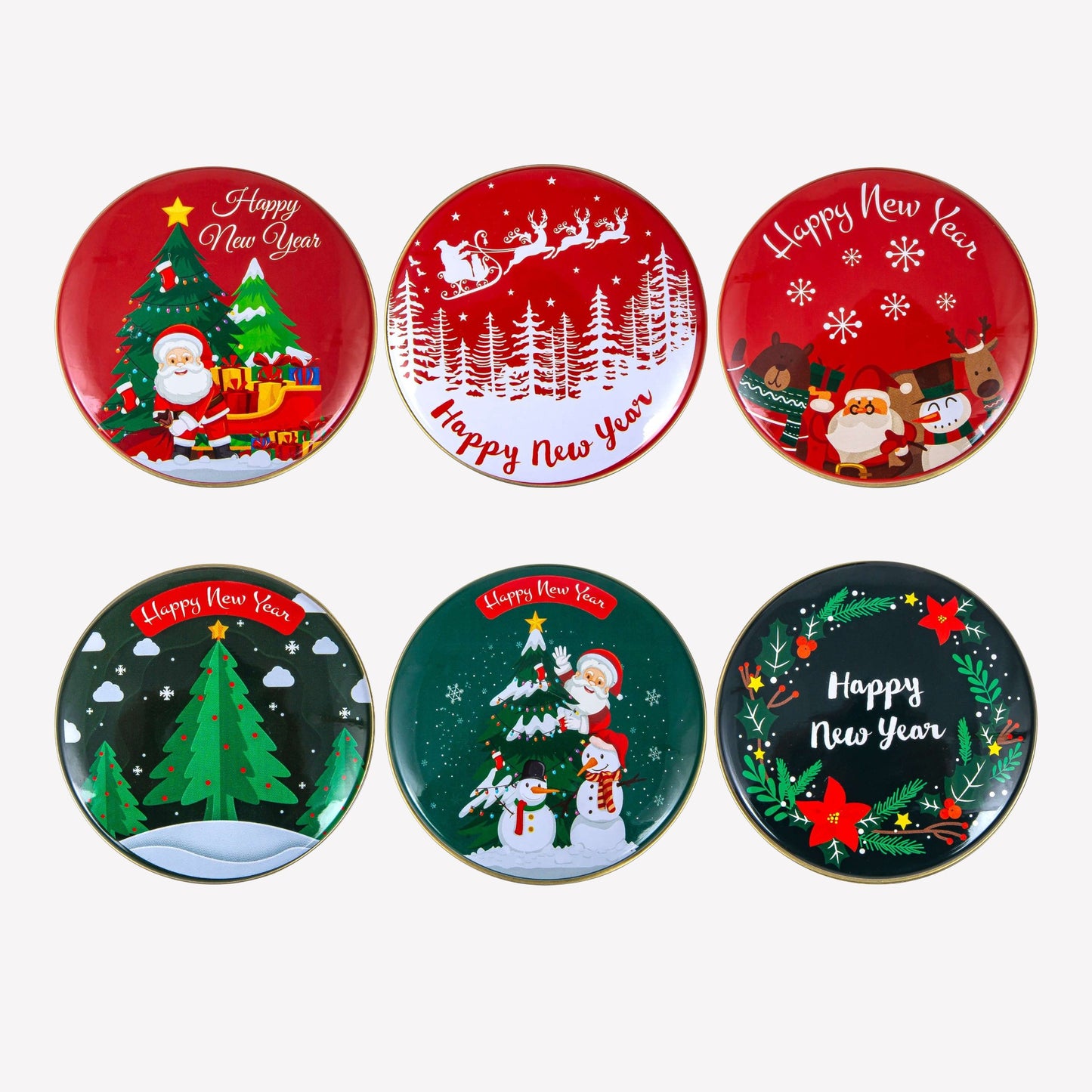 Natürliche Olivenölseife in festlicher Metalldose - 6er Set - Weihnachtsmotive - Duftmix