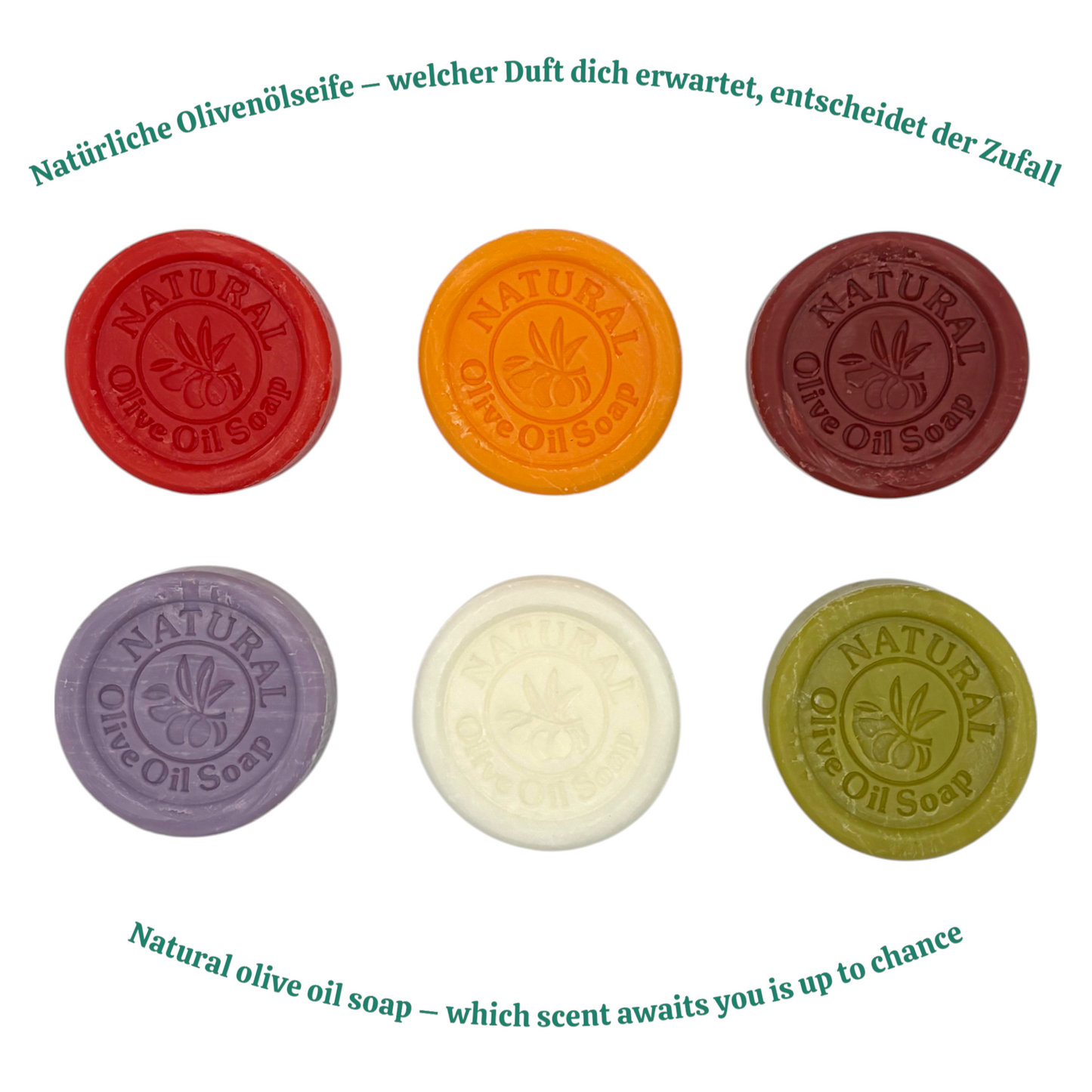 Natürliche Olivenölseife in dekorativer Dose - 6er Set - Mandala - Duftmix