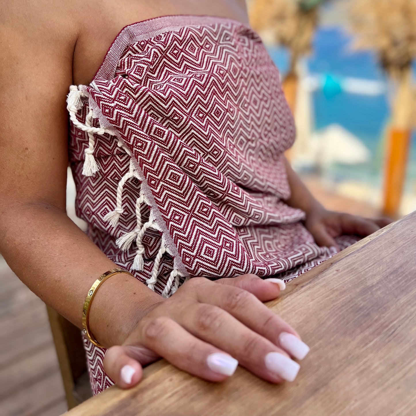 Hamamtuch | Saunatuch | Strandtuch | Peru | Bordeaux | 180x100 cm
