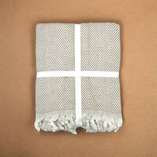 Tagesdecke | Bettüberwurf | Sofaüberwurf | 150 x 200 cm | 100% Baumwolle | Beige