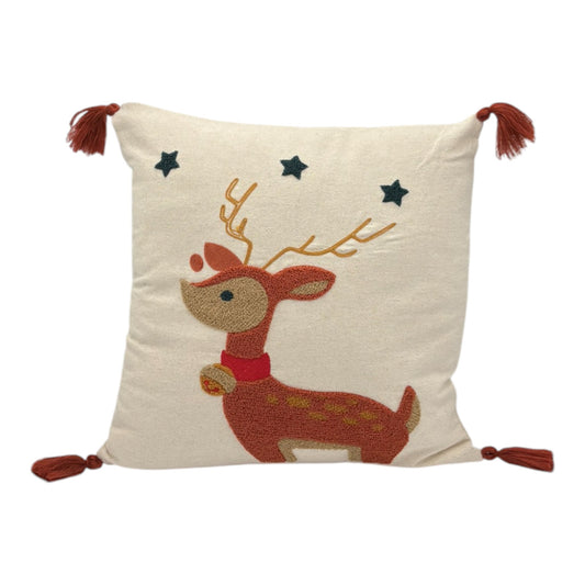 Dekokissen mit Punch Stickerei - Weihnachten - Renntier - 43 x 43cm