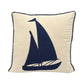 Dekokissen mit Punch Stickerei - Marine - Segelboot - 43 x 43cm