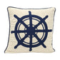 Dekokissen mit Punch Stickerei - Marine - Steuerrad - 43 x 43cm
