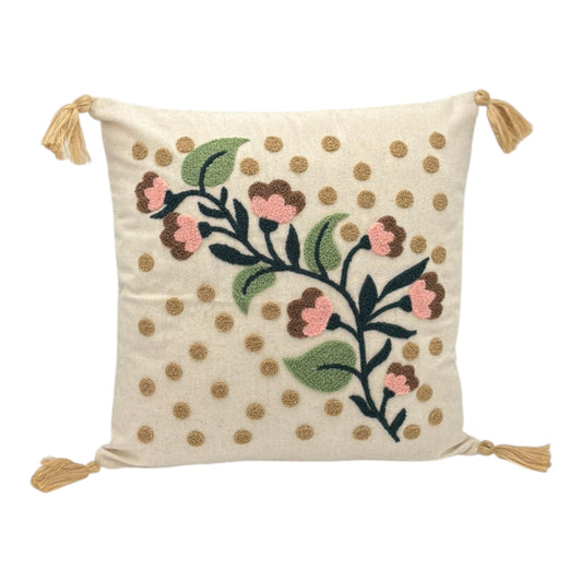 Dekokissen mit Punch Stickerei - Blume - Nelke - 43 x 43cm