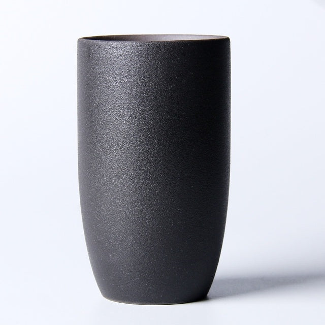 Vintage Keramik Kaffeebecher, handverarbeitet, 250 ml, 6.5x10.3 cm, Beige/Schwarz/Gold-Schwarz