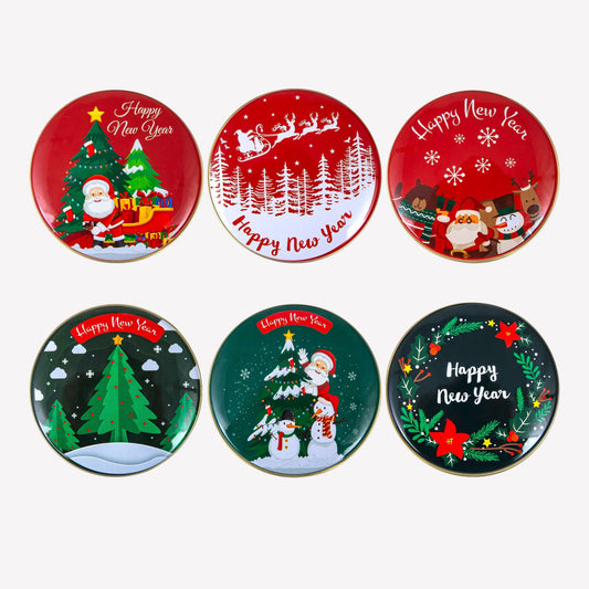 Natürliche Olivenölseife in festlicher Metalldose - 6er Set - Weihnachtsmotive - Duftmix