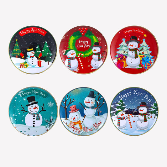Natürliche Olivenölseife in festlicher Metalldose - 6er Set - Schneemänner - Duftmix