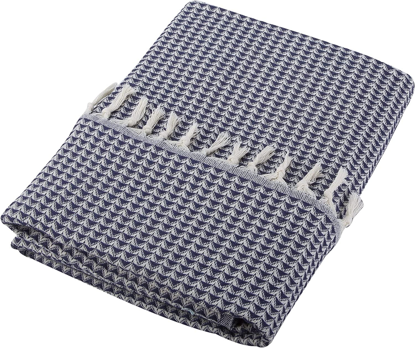 Tagesdecke | Bettüberwurf | Sofaüberwurf | 220 x 200 cm | 100% Baumwolle | Dunkelblau