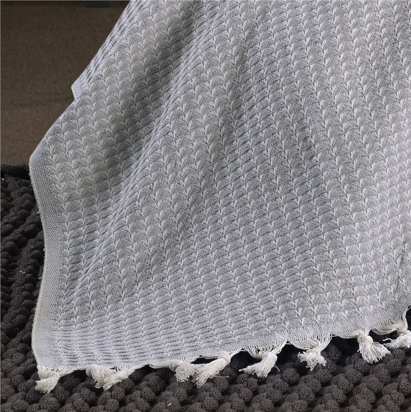 Tagesdecke | Bettüberwurf | Sofaüberwurf | 150 x 200 cm | 100% Baumwolle | Grau